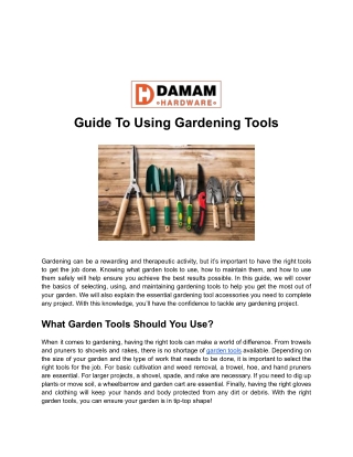 Guide To Using Gardening Tools