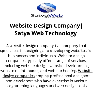 Website Design Company  Satya Web Technology
