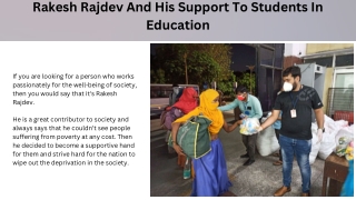Rakesh Rajdev And His Support To Students In Education