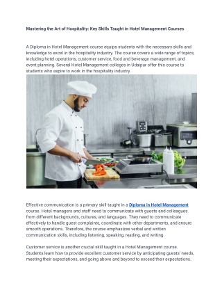 Mastering the Art of Hospitality_ Key Skills Taught in Hotel Management Courses