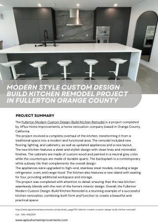 Modern Style Custom Design Build Kitchen Remodel Project in Fullerton Orange County