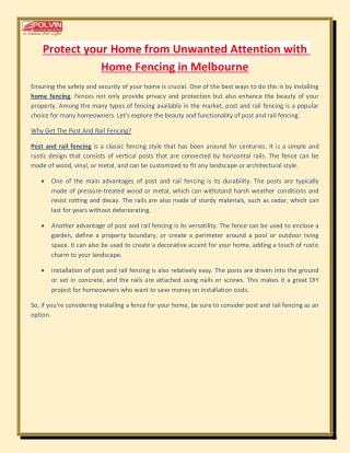 Protect your Home from Unwanted Attention with Home Fencing in Melbourne