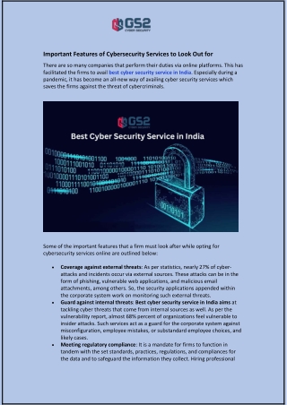 Important Features of Cybersecurity Services to Look Out for