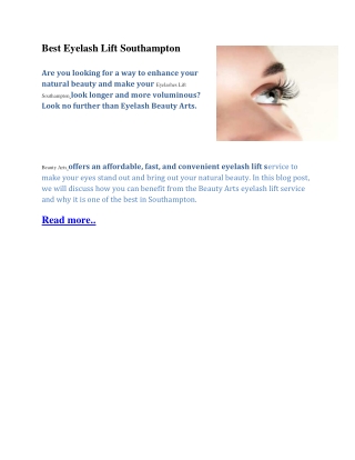 Best Eyelash Lift Southampton