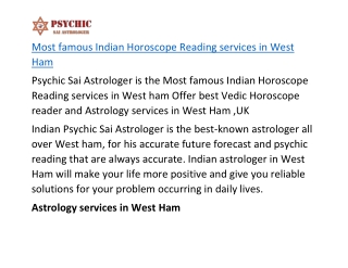 Most famous Indian Horoscope Reading services in West Ham