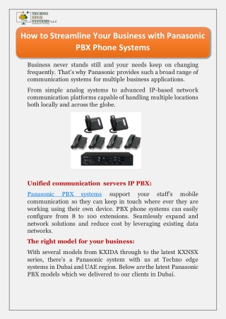 How to Streamline Your Business with Panasonic PBX Phone Systems?