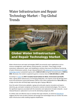 Water Infrastructure and Repair Technology Market – Top Global Trends