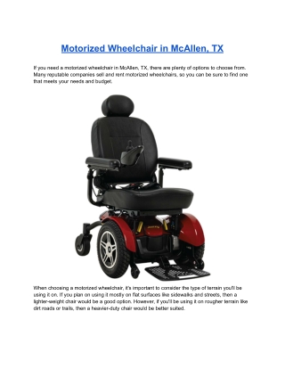 Motorized Wheelchair in McAllen, TX