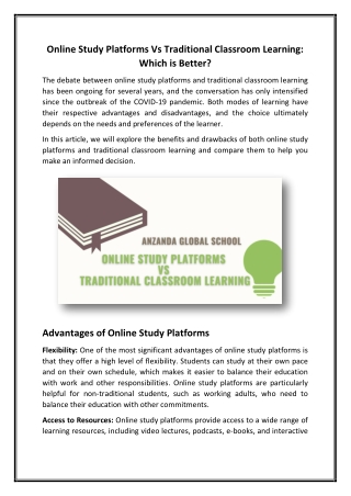 Online Study Platforms vs Traditional Classroom Learning