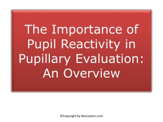 The Importance of Pupil Reactivity in Pupillary Evaluation: An Overview