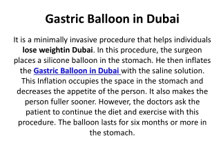 Gastric Balloon in Dubai