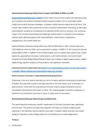 Gastrointestinal Endoscopy Market Size to Surpass USD 49843.34 Million by 2029
