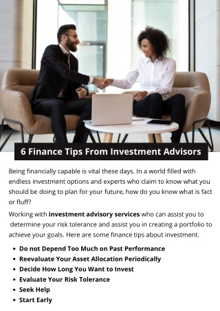 6 Finance Tips From Investment Advisors