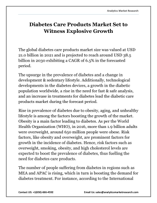 Diabetes Care Products Market