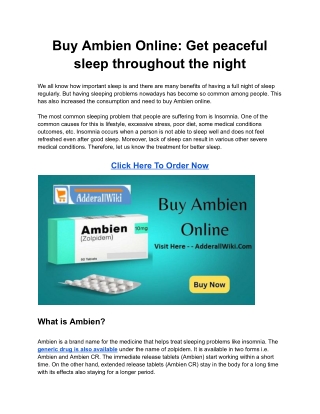 Buy Ambien Online_ Get peaceful sleep throughout the night