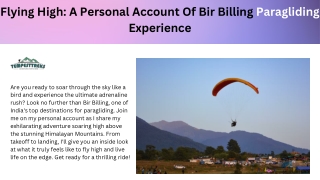 Flying High A Personal Account Of Bir Billing Paragliding Experience