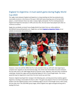 England Vs Argentina: A must-watch game during Rugby World Cup 2023