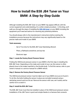 How to Install the B38 JB4 Tuner on Your BMW_ A Step-by-Step Guide