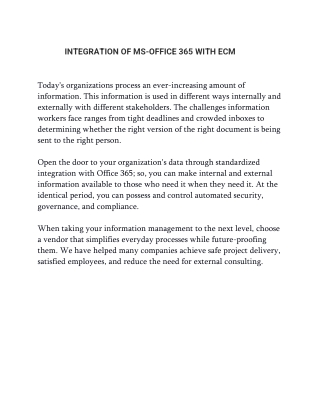 INTEGRATION OF MS-OFFICE 365 WITH ECM