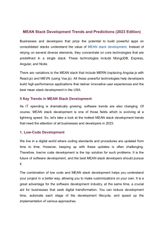 MEAN Stack Development Trends and Predictions (2023 Edition)