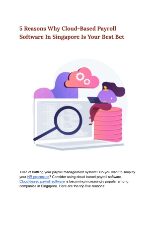 5 Reasons Why Cloud-Based Payroll Software in Singapore Is Your Best Bet