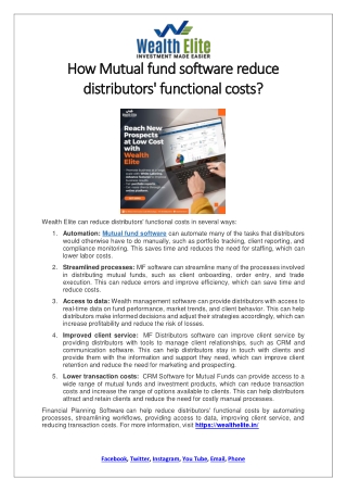 How Mutual fund software reduce distributors