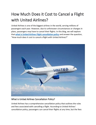 How Much Does it Cost to Cancel a Flight with United Airlines