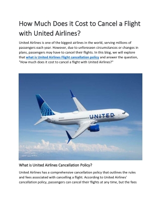 How Much Does it Cost to Cancel a Flight with United Airlines
