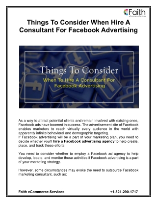 Things To Consider When Hire A Consultant For Facebook Advertising
