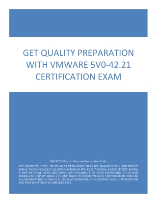 Get Quality Preparation with VMware 5V0-42.21 Certification Exam