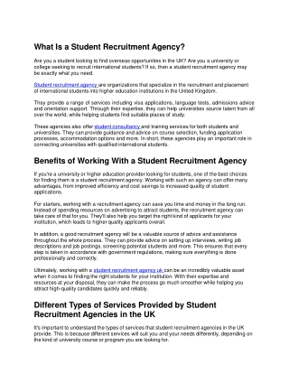 Navigating Student Recruitment Agencies in the UK