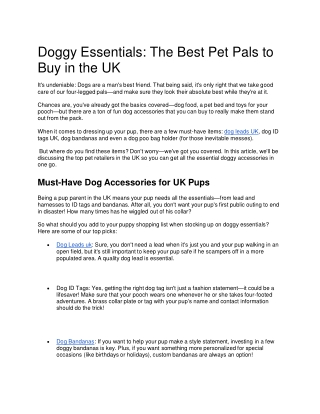 Doggy Essentials The Best Pet Pals to Buy in the UK