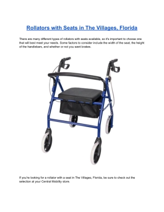 Rollators with Seats in The Villages, Florida