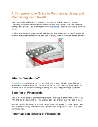 Finasteride A Comprehensive Guide to Purchasing