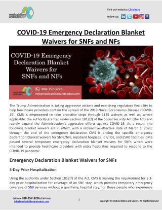 COVID-19 Emergency Declaration Blanket Waivers for SNFs and NFs