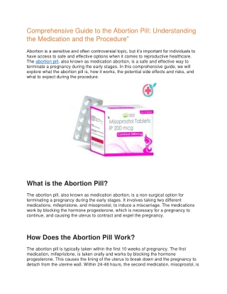 Abortion Pill Comprehensive Guide