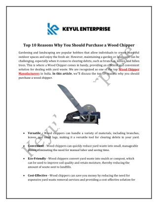 Top 10 Reasons Why You Should Purchase a Wood Chipper