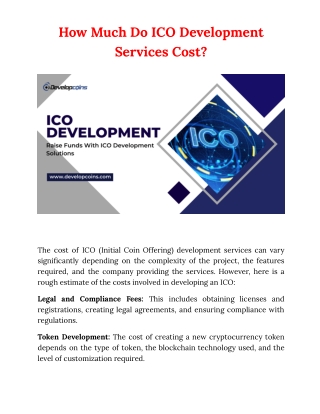 How Much Do ICO Development Services Cost?