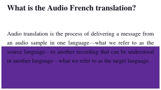 What is the Audio French translation PPT