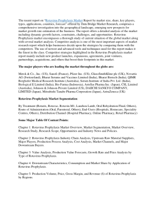 Rotavirus Prophylaxis Market