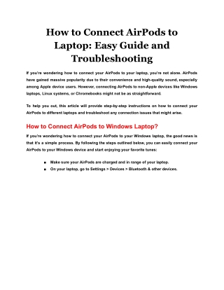 How to Connect AirPods to Laptop Easy Guide and Troubleshooting