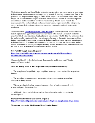 Alexipharmic Drugs Market