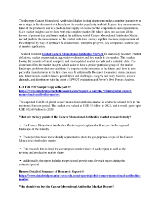 The first type Cancer Monoclonal Antibodies Market