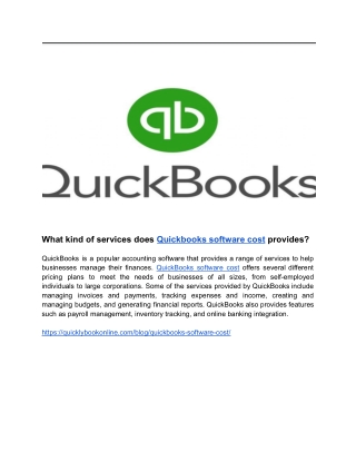 What kind of services does Quickbooks software cost provides