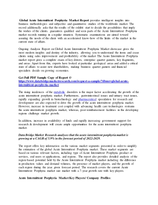 Global Acute Intermittent Porphyria Market