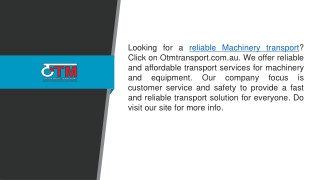 Reliable Machinery Transport Otmtransport.com.au