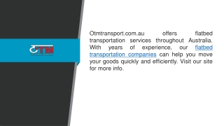 Flatbed Transportation Companies Otmtransport.com.au