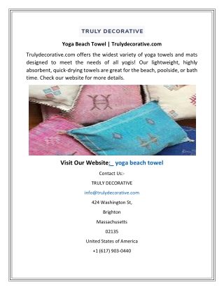 Yoga Beach Towel  Trulydecorative.com