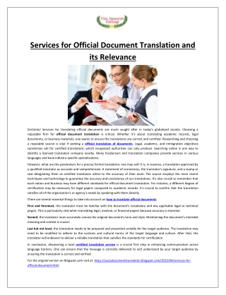 Services for Official Document Translation and its Relevance