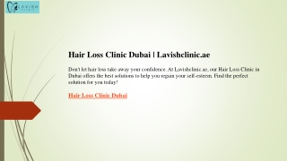 Hair Loss Clinic Dubai  Lavishclinic.ae